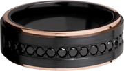 Black Zirconium Men's Band with 14K Rose Gold Edges