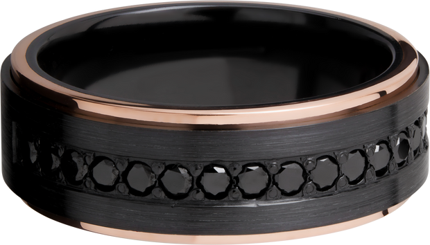 Black Zirconium Men's Band with 14K Rose Gold Edges